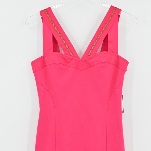 NEW TED BAKER Pink Sweetheart Neckline Mini Dress Zipper Womens Size 2 MSRP $180 - Picture 2 of 8